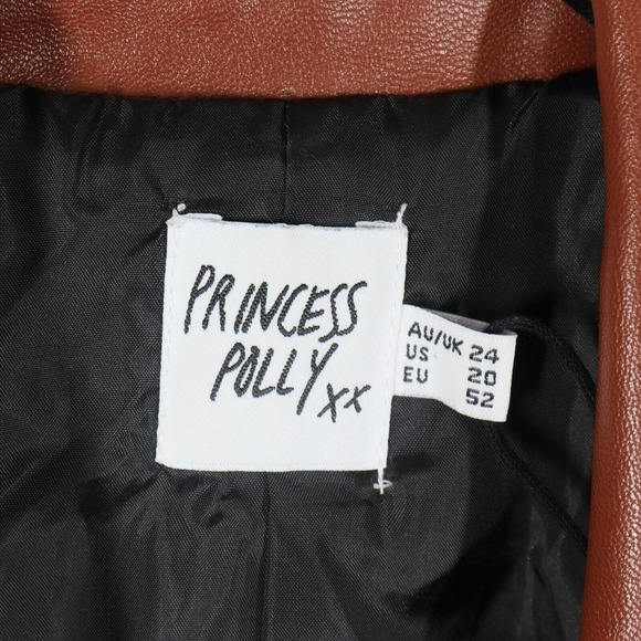 Princess Polly Blazer Jacket Womens Sz 20 Brown Jocelyn Vegan Leather Oversized - Picture 4 of 8